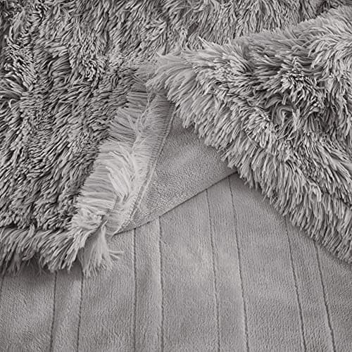 Serta Mila Shaggy Heated Throw Blanket - Soft Faux Fur Heated Blanket, Fast Heating, Auto Shut Off Timer, Low EMF, 5 Heat Setting, ETL Certified, Machine Washable Electric Blanket, Ash Grey 50"x60" 7