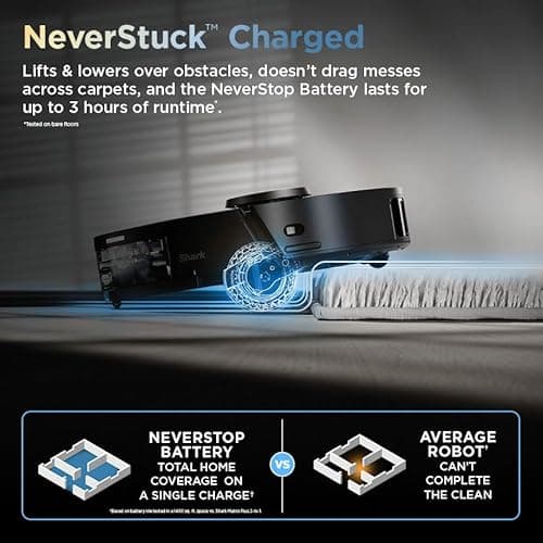 Shark Robot Vacuum & Mop Combo, PowerDetect ThermaCharged NeverTouch Pro, Self-Emptying, Self-Refill with Heated Mop Cleaning, 60-Day Capacity,30-Day Tank, 6 Power Detect Technologies, Black, RV2920XE 5