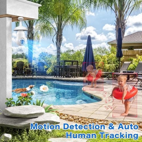 Noahcam Light Bulb Security Camera 2 Pack, 5g/2.4ghz Lightbulb Security Cameras Wireless Outdoor EseeCloud, 2K 360 Front Porch Cam Screw in Light Socket Motion Sensor Color Night Vision 2-Way Audio 7