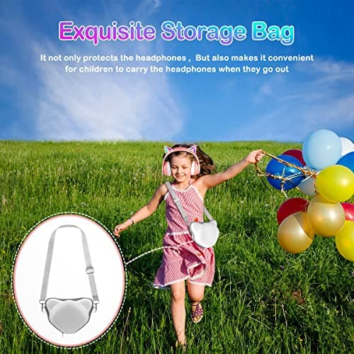 LOBKIN Bluetooth 5.4 Kids Headphones with Case - RGB LED Light Up Cat Ears Foldable Adjustable Over Ear Headphone Support Wireless or 3.5mm Wired Mode for Toddler & Girls & Boys Teens 8