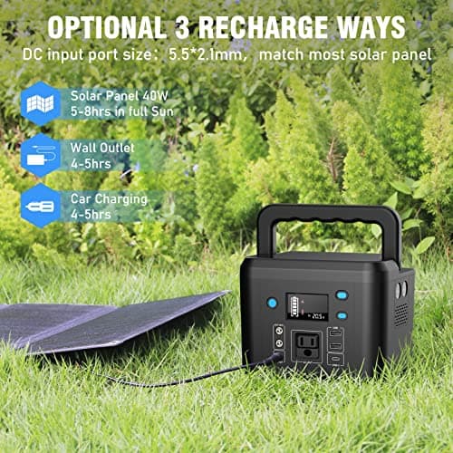 200W Portable Power Station, Powkey 120Wh/33,000mAh Power Bank with AC Outlet, 110V 6 Outputs Solar Generator External Battery Pack with LED Light for Home Use and Outdoor Camping 6