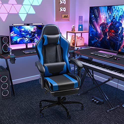 Homall Gaming Chair, Video Game Chair with Footrest and Massage Lumbar Support, Ergonomic Computer Chair Height Adjustable with Swivel Seat and Headrest (Blue) 7