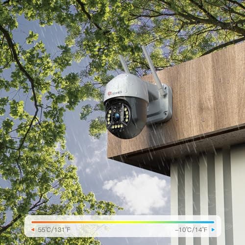 Ctronics 4K 8MP Security Camera Outdoor, 2.4/5Ghz WiFi Surveillance IP Camera Outdoor with Smart Human/Vehicle Detection, Auto Tracking, 65ft Color Night Vision, Two Way Audio,Plug in,IP66 8