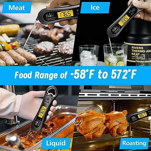 Meat Thermometer Digital, Instant Read Meat Thermometer for Grill and Cooking, with Bottle Opener, Backlight & Calibration Food Thermometer, Kitchen Gadgets for BBQ, Turkey, Candy, Liquids 6