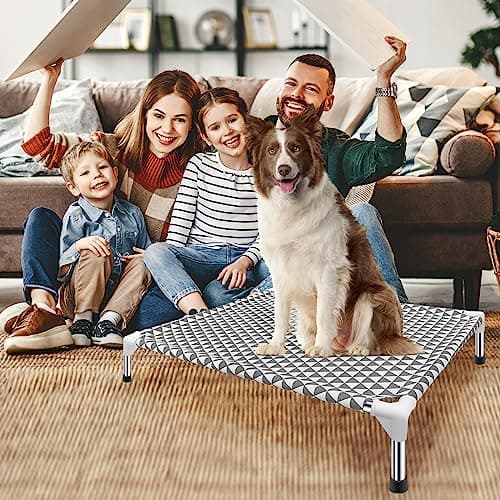 Kuntrust Elevated Outdoor Dog Bed, Medium Size, Cotton Material, Non-Slip Feet, Fits up to 70lbs 8