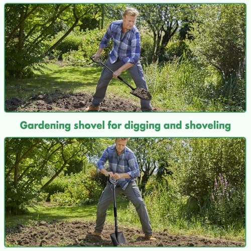 Lcokeiy 31-Inch Metal Garden Digging Shovel, Black, Ergonomic D-Grip Handle, Ideal for Gardening, Camping, Beach, Snow Removal 7