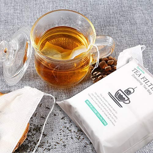 Fenshine 400 Pcs Tea Filter Bags Disposable Empty Tea Bags Drawstring Seal Tea Infusers Bag for Loose Leaf Teal 6