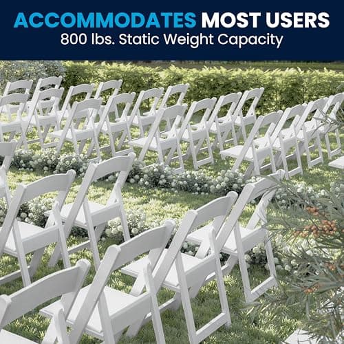 Flash Furniture Hercules Series Folding Chair - White Resin - Set of 4 800LB Weight Capacity Comfortable Event Chair - Light Weight Folding Chair 11