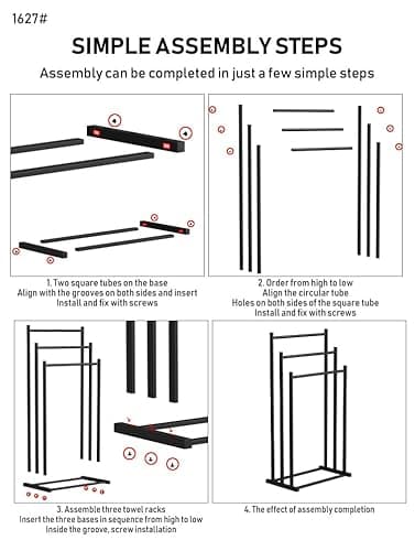 Modern 3-Tier Towel Rack, Black Iron, Freestanding Bathroom Organizer, Floor Standing Design, Indoor Outdoor Pool Towel Storage Stand 8