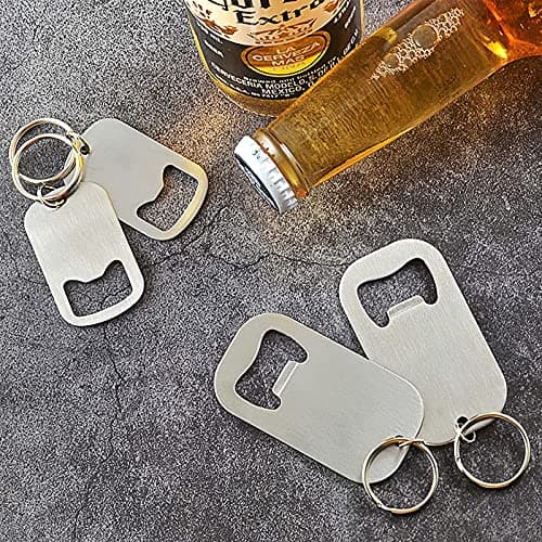 zoocm Stainless Steel Flat Beer Bottle Opener Keychain, Sturdy and Durable 2 Pcs to Send to Friends, Light and Easy to Carry, Suitable for All Beer Bottle Caps (Small) Silvery White 8