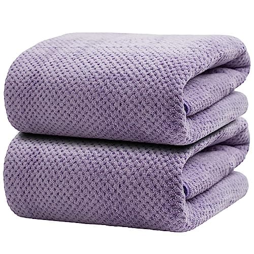 HVMS Oversized Bath Towels Extra Large 40x80 Inches Bath Sheets for Adults Super Soft Quick Dry Highly Absobent Microfiber Shower Towels (2 Piece, Lavender)…