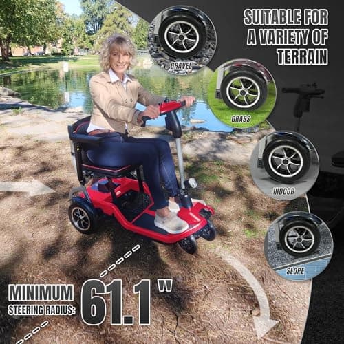 ZiiLIF R3b-Mobility Scooters for Seniors Adults Ultra Lightweight 37.5 Ibs Electric Powered Folding 4 Wheel Mobility Scooter with Cup Holder, Compact & Convenient for Travel Airline Approved, Red 7