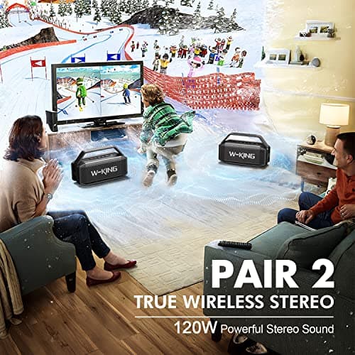 W-KING Loud Portable Bluetooth Speaker, 100W Max Waterproof Speakers Bluetooth Wireless/60W Exlarge Deep Bass Radiator/2 Subwoofer/2 Pairing/40H/TF/AUX/EQ, IPX6 Party Big Large Outdoor Speaker Boombox 5