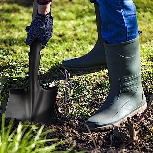 Shovels for Digging,31 inch Long & 1-1/4inch Diameter with Curved D -Shaped Handle Heavy Duty Black Car Shovel, Suitable for Excavation Camping Car Gardening. 7