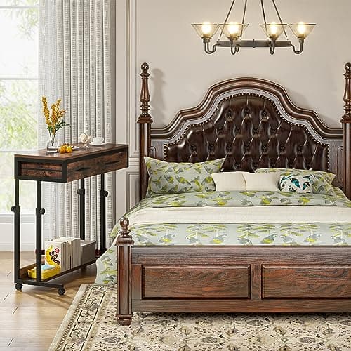 Tribesigns Portable Desk with Drawers, Mobile Laptop Desk with Wheels, Sofa Side Table Small Portable Standing Rolling Table for Home Office 8