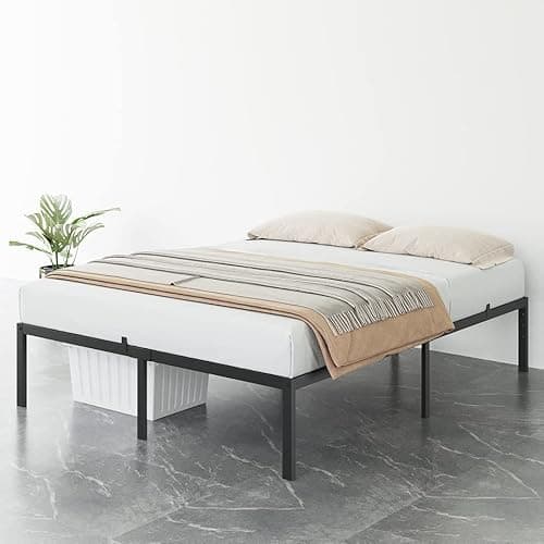 IDEALHOUSE Full Size Bed Frame, Metal Full Platform Bed, 14 Inch No Box Spring Needed, Easy Assembly, Black Mattress Foundation