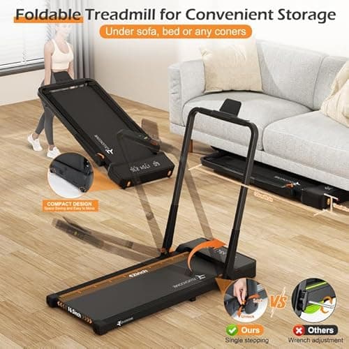Treadmills for Home, Under Desk Treadmill for Home Walking Pad, Folding Treadmill 2 in 1 Folding Treadmill, 2.5 HP Free Installation 6