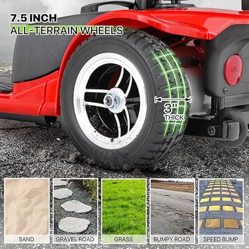 Magshion Folding Mobility Scooter for Adults and Seniors, Foldable Heavy-Duty All-Terrain, 3-Wheel (Red) 9