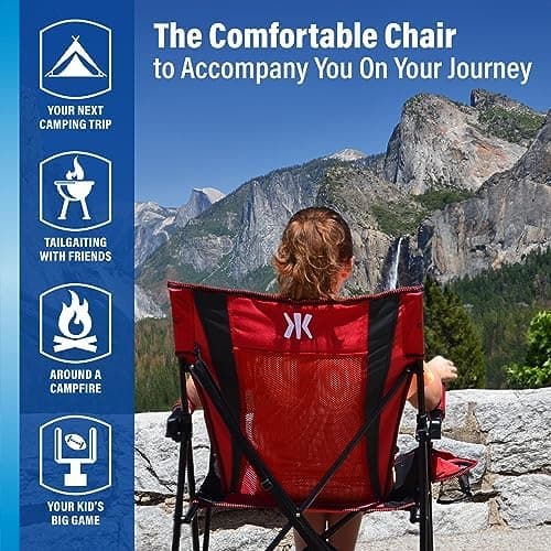 Kijaro Portable Camping Chairs - Enjoy the Outdoors with a Versatile Folding Sports Chair for Outdoor & Lawn - Dual Lock Feature Locks Position – Hallet Peak Gray 10