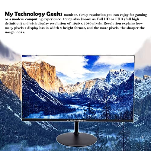 MTG 24 inch 1080p LED Desktop Laptop Monitor - Full HD, 75Hz, 3ms, VESA Mountable, HDMI, VGA, Bezel Less and Sleek Thin Design with Built-in Speakers (MTG Monitor + Wireless Keyboard and Mouse) 3