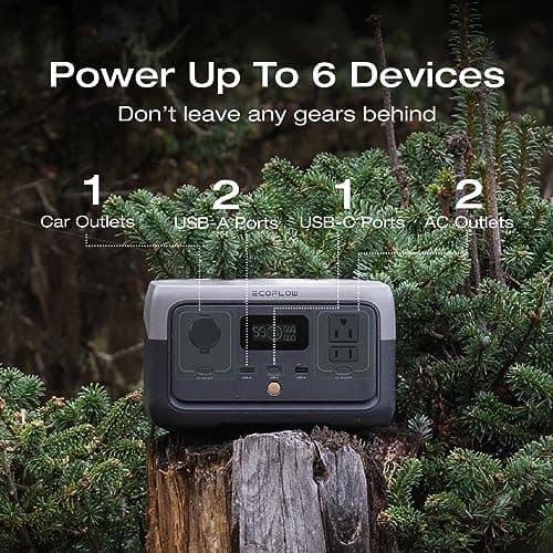EF ECOFLOW RIVER 2 Portable Power Station, 256Wh LiFePO4 Battery, 1-Hour Fast Charge, Up to 600W AC Outlets, Solar Generator for Camping/Outdoor/Home Backup, Includes Solar Charging Cable 7
