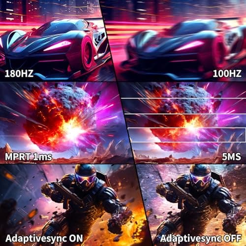 SANSUI 32-Inch Curved Gaming Monitor WQHD 2560 x 1440 180Hz Curved 1500R -Fast VA,1ms(OD), HDR, 300nits, sRGB 125%, DCI-P3 95%, FreeSync, HDMI x2, DP1.4x2(DP Cable Included) 5