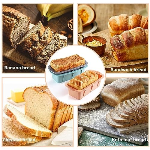 MONGSEW 3PCS Silicone Bread Loaf Pan, Non-Stick Bread Pans for Baking, Easy Release Loaf Pan, Great for Homemade Bread, Cakes, Brownies, Dishwasher Safe (3 Colors, Nesting Design) 5