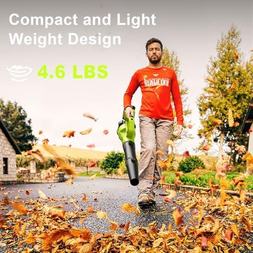 SUNCHERS Leaf Blower Cordless with 2 Batteries and Charger, Electric Battery Powered Cordless Leaf Blower, Portable Lightweight Handhold Blowers for Blowing Leaves, Patio Cleaning, Lawn Care and Dust 6
