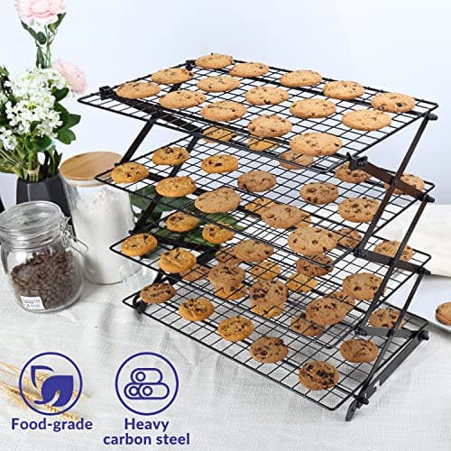 Geesta 2/3/4-Tier Upgraded Collapsible Cooling Rack with Adjustable 3 Setting Design Stackable Roasting Cooking Drying Wire Cooling Rack for Cookies Baking Gifts for Women 6