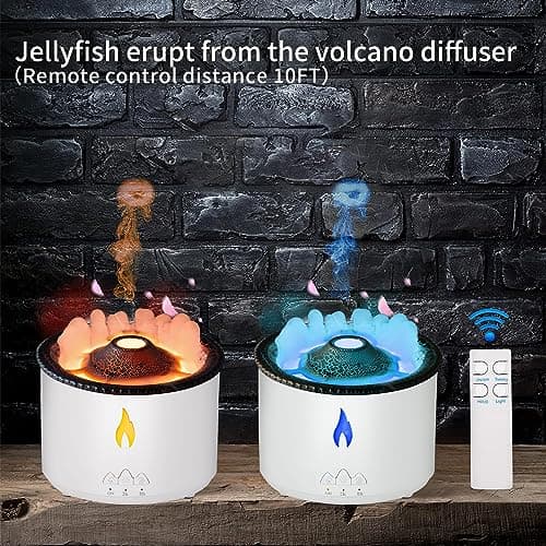 BOHOFAM Essential Oil Diffuser 360ML,Volcano Diffuser/Humidifier, Flame and Volcano 2 Mist Mosdes, Included 50ML Hotel Collection Essential Oil for Home, Bedroom,Large Room 8