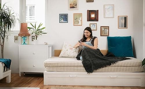 BOLUO White Nightstand 2 Drawer for Bedroom,Small Night Stand with Fabric Drawers End Table Modern 8