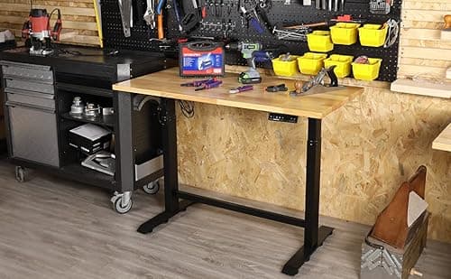 WORKPRO Dual Motor 48" Electric Height Adjustable Workbench, 500 LBS Load Capacity 48"x24" Wooden Top and Memory Keypad, Work Table for Workshop, Garage, 28-3/4" to 48-7/16 Lift Range 7