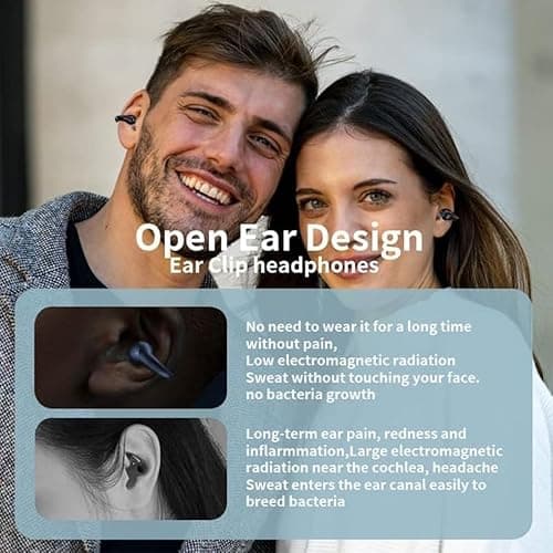 Open Ear Bone Conduction Headphones Bluetooth 5.3 Wireless Clip On Earbuds with Digital Display Charging Case 60 Hours Playtime IPX7 Waterproof Sports Earphones for Running, Walking, Workout(Black) 6
