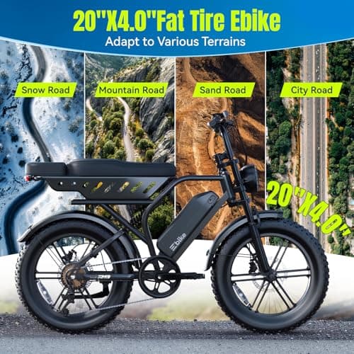TS TST GRP LLC Electric Bike for Adults, 1500W Peak Ebike, 48V 15AH Waterproof Removable Battery, 7 Speed, 28 MPH Max, 20" Electric Off-Road Bike, UL 2849 Certification 6