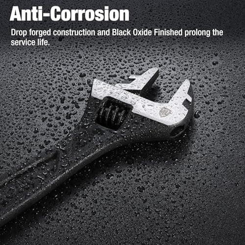 WORKPRO 8" Adjustable Wrench, Black Oxide Wrench 8 Inch with Inch/Metric Scale, Premium Cr-V Steel 5