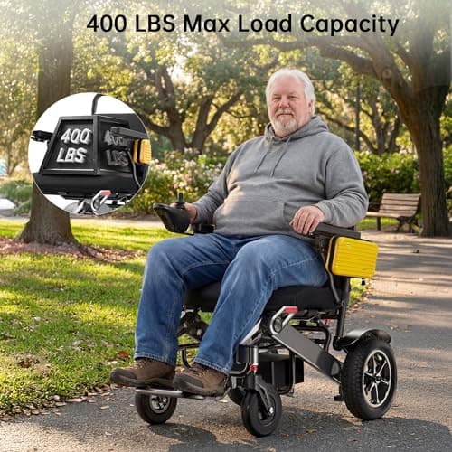 Goldseason Heavy Duty Electric Wheelchairs for Adults - 30 Miles Range & 400 lb Capacity, 500W Power Wheelchair with 13'' Large Tires, Foldable Mobility Motorized Wheelchair for Seniors, Black 5