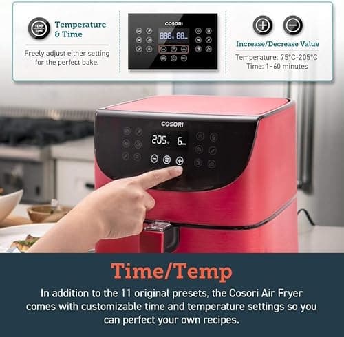 COSORI Air Fryer 5.8QT Oil-Free XL Electric Hot Air Fryers Oven, Programmable 11-in-1 Cooker with Preheat & Shake Reminder, Equipped Digital Touchscreen and Nonstick Basket, 100 Recipes, Red 5
