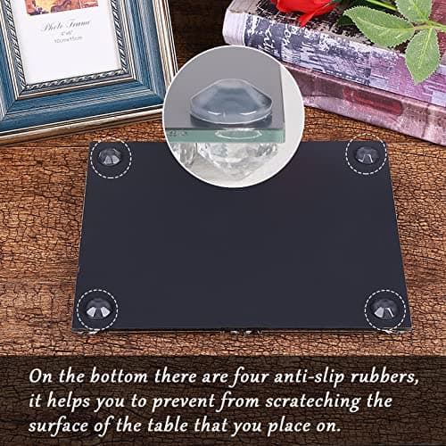 YCWF Mirror Perfume Tray for Dresser,Crushed Diamond Filled Glass Vanity Tray,Decorative Bathroom Tray,Crystal Tray for Home Decorative,Party,Hotel Banquet,11.8"x 7.9"x1.2",Silver 9