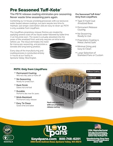 Lloyd Pans Sicilian Style Pizza Pan 12 Inch by 12 Inch by 1.5 Inch - PSTK 5