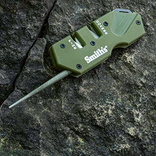 Smith’s 50984 Pocket Pal Mini Tactical Knife Sharpener - OD Green - 2 Stage Sharpener & Diamond Sharpening Rod - Outdoor Hunting Knife & Hook Sharpener - Compact, Durable, & Lightweight 7