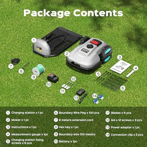 Robot Lawn Mower with App Control – Adjustable Cutting Height, Auto-Charging, Obstacle Detection & Smart Scheduling – Ideal for Lawns up to 1/8 Acre 8