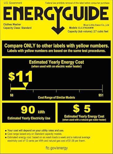 COMFEE’ 24" Washer and Dryer Combo 2.7 cu.ft 26lbs Washing Machine Steam Care, Overnight Dry, No Shaking Front Load Full-Automatic Machine, Dorm White 10