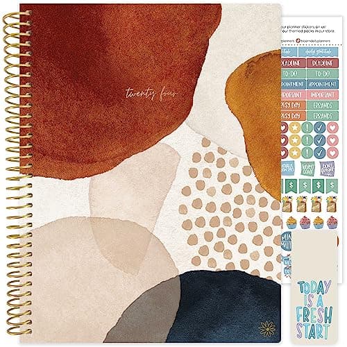 bloom daily planners 2024 (8.5" x 11") Calendar Year Day Planner (January 2024 - December 2024) - Weekly/Monthly Dated Agenda Organizer with Tabs - Earthy Abstract, Blue