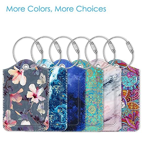 Fintie Luggage Tags, Privacy Cover ID Label with Stainless Steel Loop and Address Card for Travel Bag Suitcase - Sandy Wave (2 Piece) 7