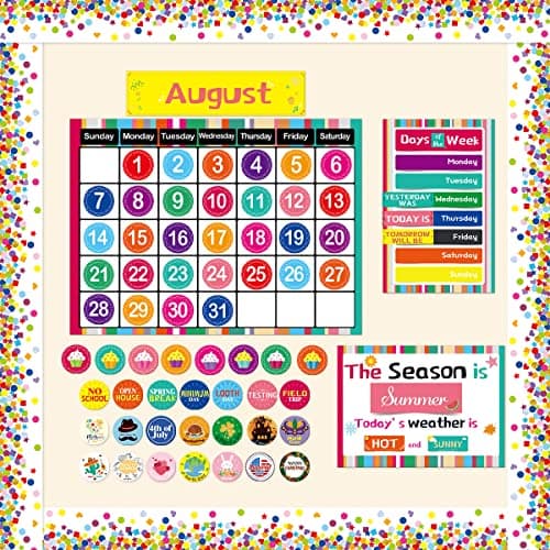 Calendar Bulletin Board Set for Classroom Bulletin Board Decoration 109Pcs Colorful Theme School Teacher Supplies 3