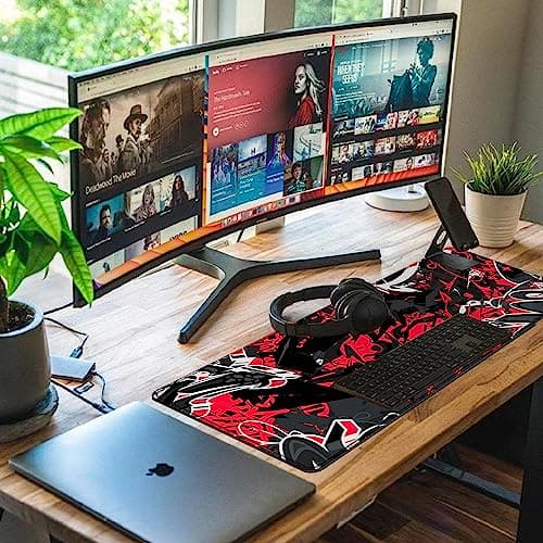 Viorichve XXL Mouse Pad Extended Gaming Mouse Pad Large Desk Mat 31.06" x 11.8" Keyboard Laptop Computer Red Mousepad for Home Office Gaming Work 6