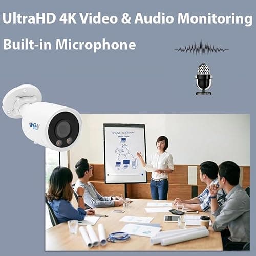GW 4K Outdoor/Indoor Face Recognition/Human/Vehicle Detection AI Security Camera System, 16 Channel 12MP PoE NVR, 16 x 4K UltraHD Smart AI IP Microphone Bullet Camera, 24-7 Video & Audio Recording 7