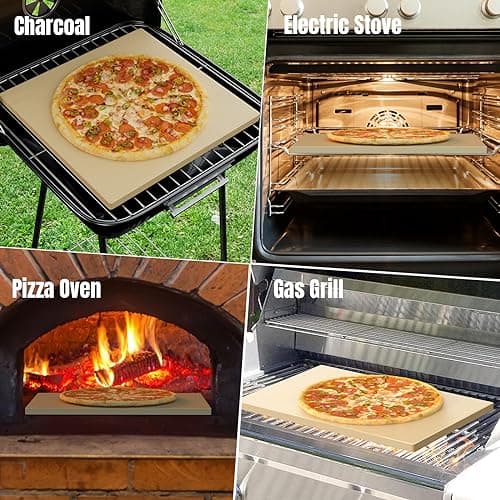 Caprihom Large Pizza Stone 20" x 13.5" for Grill Rectangular Thick (0.67”) Baking Pizza Stone for Oven Heavy Duty Cordierite, Ideal for Baking Pizzas - Includes Scaper 8