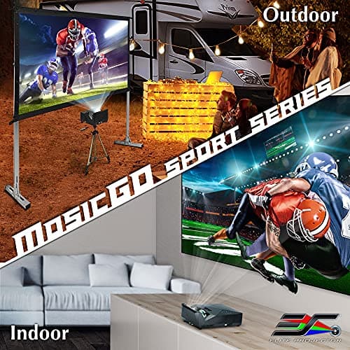 EliteProjector Ultra Short Throw Portable Outdoor Projector for Family Home Backyard Movie Night, Waterproof Projector 1080p, 1500 Lumens, Bluetooth and Built-in Battery, Compatible with iOS TV Stick 8