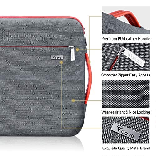 Voova Laptop Sleeve Case 15.6 16 Inch with Handle, 360° Protective Waterproof Slim Computer Bag Cover Compatible with MacBook Pro M2/M3/M4 16, HP Acer Lenovo Yoga ThinkPad Asus Laptop, Grey 5